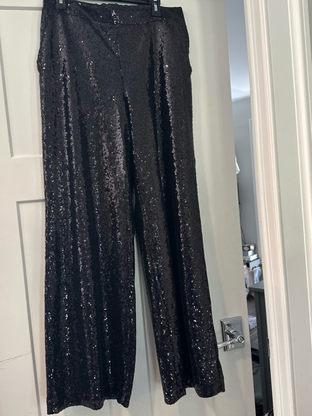 New York & Company Black Sequin Wide-Leg Pants